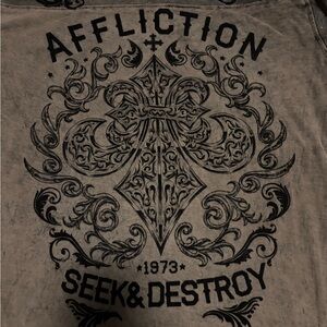 Affliction Seek & Destroy Tee in Dark Gray REVERSIBLE